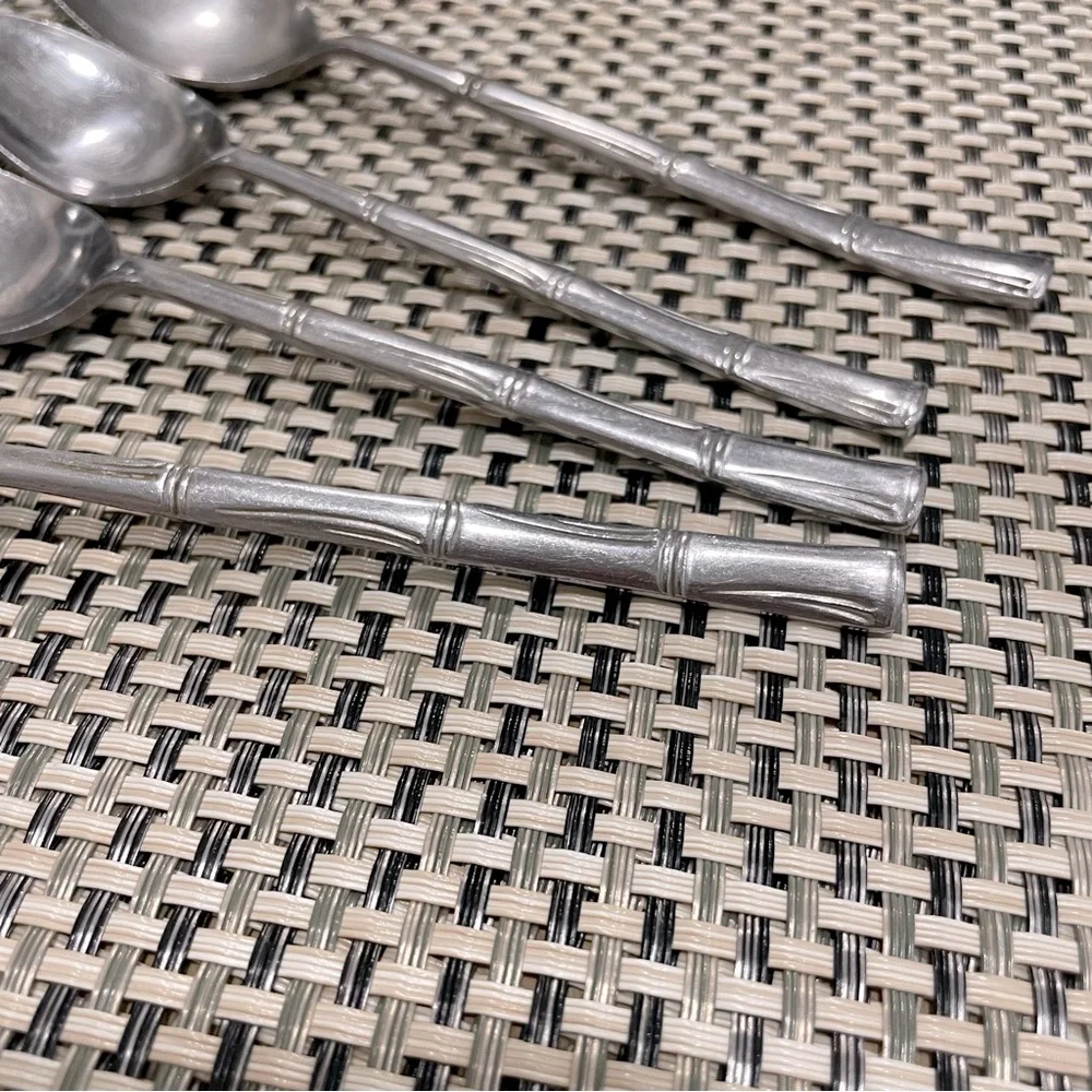 vintage Cosmos Stainless Japan bamboo 4 spoons